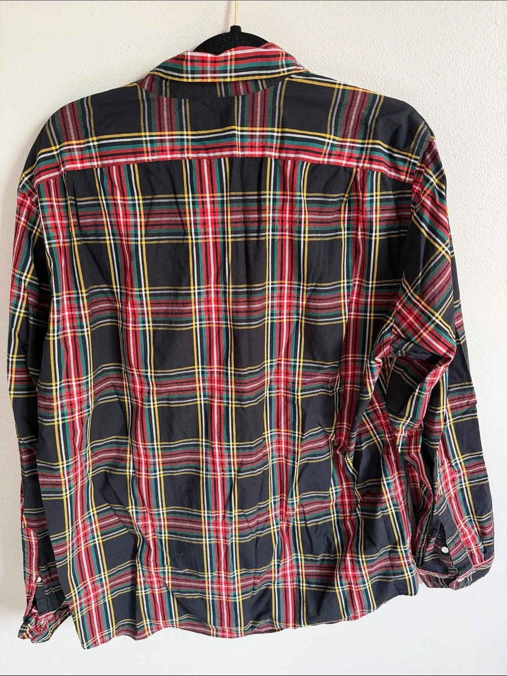 Men’s J. Crew Black Red Yellow Plaid Slim Button-Down Shirt Size XL